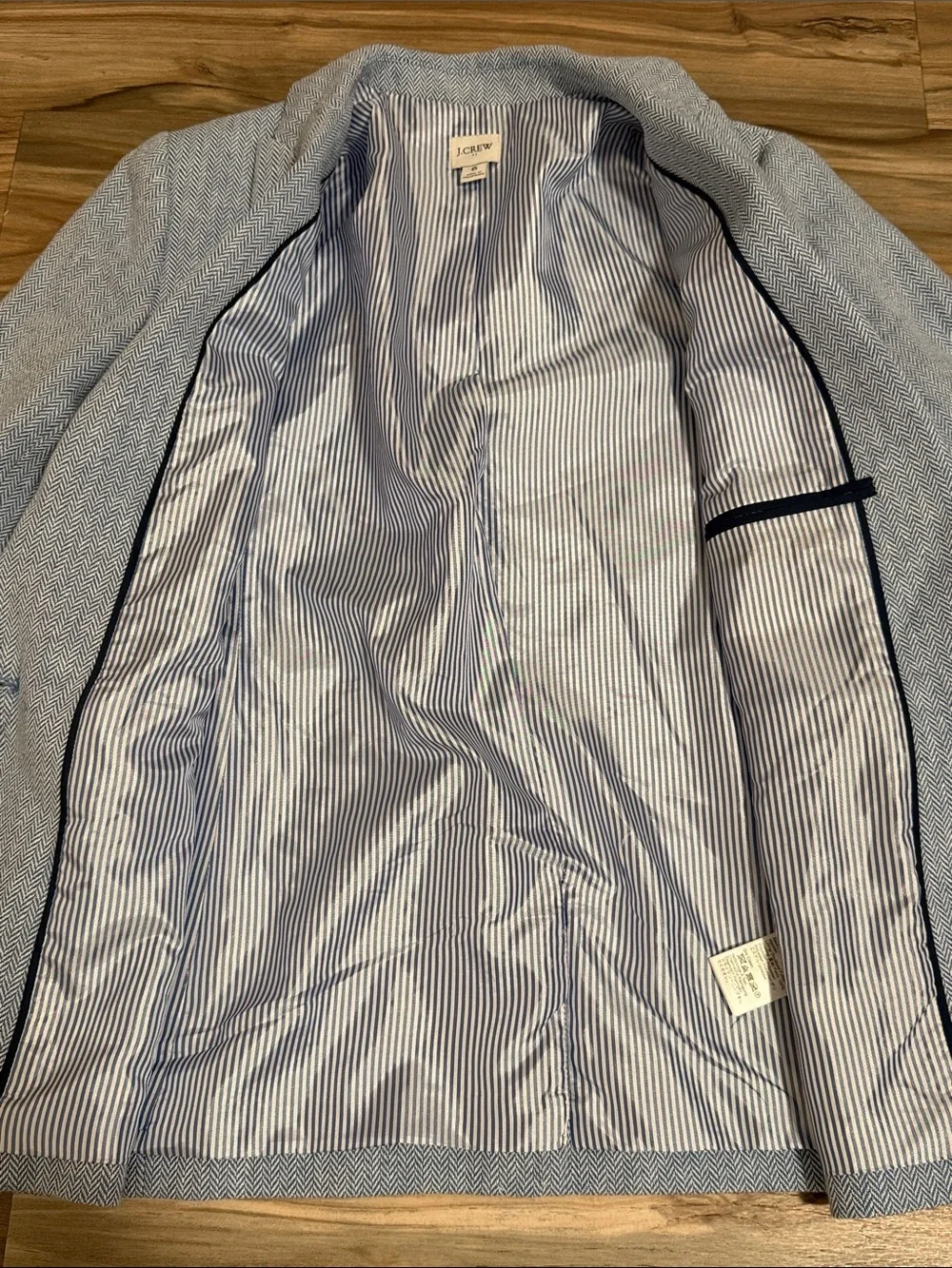 J.Crew Re-Imagined Blue Herringbone Linen Cotton Blazer Jacket Women Sz. 6